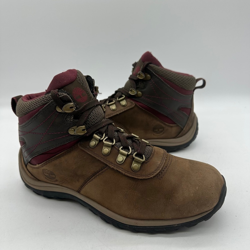 Timberland 9505A Womens 8 Brown Burgundy Waterproof Hiking Boots Leather Trail